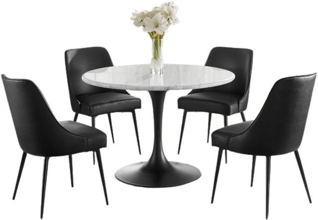 Steve Silver Co. Colfax 5-Piece Black Base/White Marble Top Dining Set-0