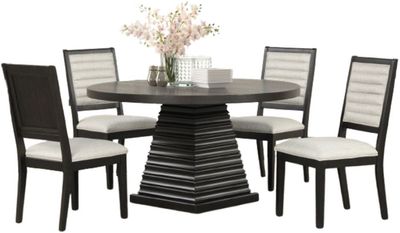 New Classic® Home Furnishings Plateau 5-Piece Rustic Espresso 78" Dining Set Front view of the New Classic® Home Furnishings Plateau 5-Piece Rustic Espresso 78" Dining Set