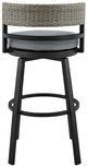 Armen Living Encinitas 3-Piece Black/Dark Gray Aluminum/Rattan Outdoor Counter Stool Set-5