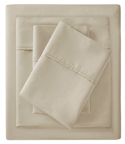 Olliix by Clean Spaces Allergen Barrier Khaki California King 300 Thread Count Cotton Sheet Set-0