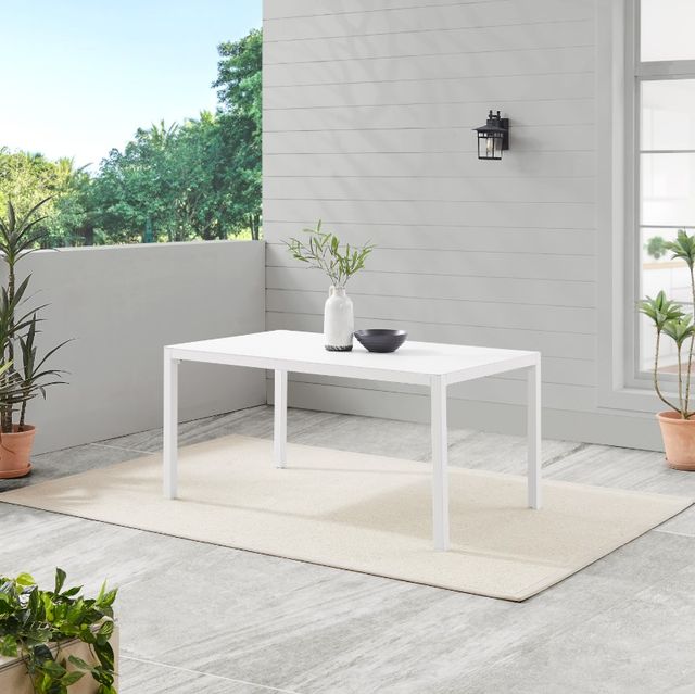Linon Alora White Aluminum Outdoor Dining Table-1