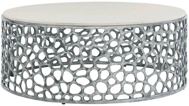 Universal Explore Home™ Oasis White Coral Cocktail Table with Silver Base-0