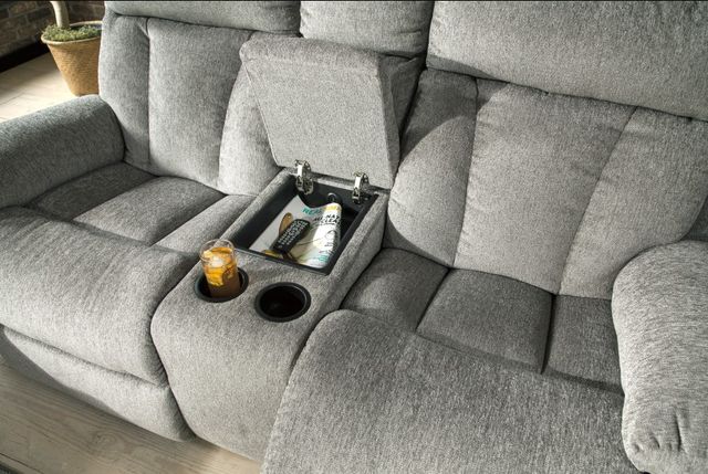 Signature Design by Ashley® Mitchiner Fog Double Manual Reclining Loveseat with Console-2
