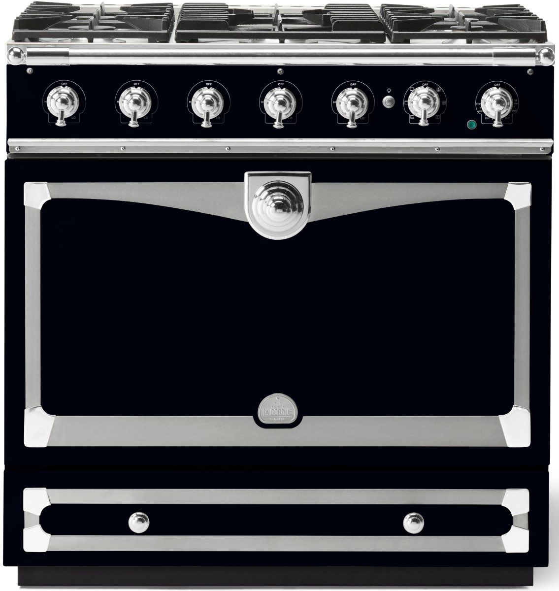 La Cornue CornuFé 90 AlberTine 36" Gloss Black Pro Style Dual Fuel Range
