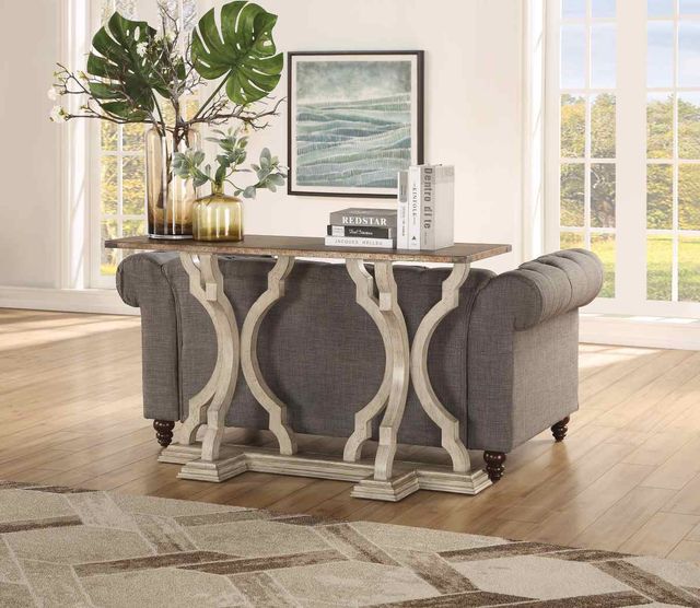 Flexsteel® Estate Galvanized Metal Top Sofa Table with Antiqued Base-2