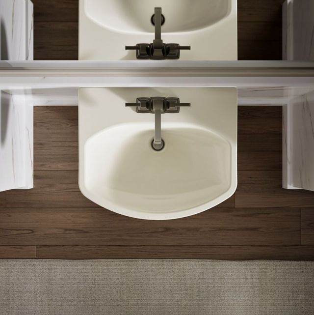 Kohler Cimarron® Biscuit 22.75" Centerset Faucet Holes Rectangular Pedestal Bathroom Sink-4