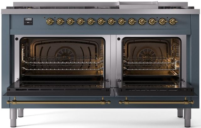 Ilve® Nostalgie II Series 60" Blue Grey Pro Style Dual Fuel Range-1