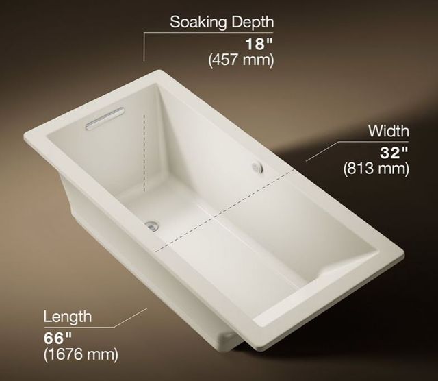 KOHLER® Underscore® Biscuit 66" x 32" Drop-In/Undermount Heated BubbleMassage™ Air Bath-2