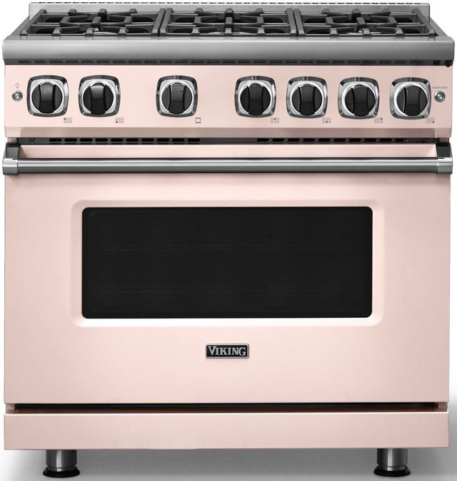 Viking® 7 Series 36" Blush Pro Style Liquid Propane Gas Range-2