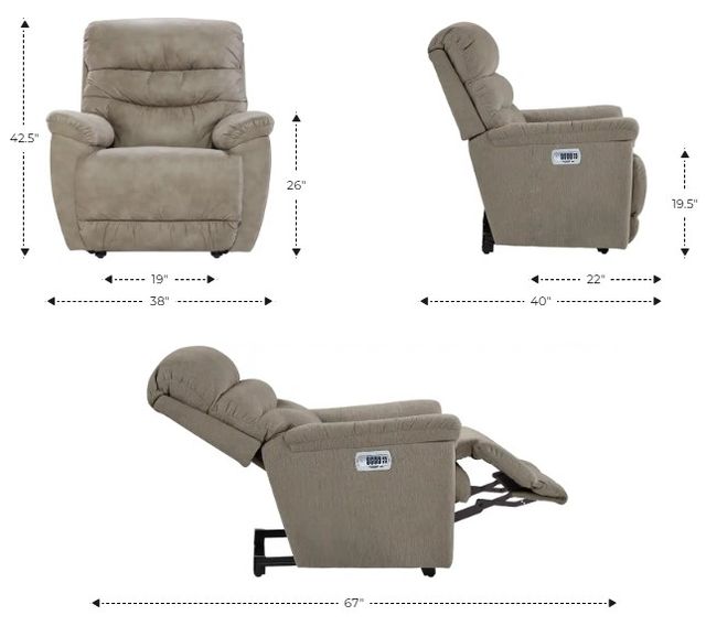 La-Z-Boy® Joshua Chestnut Power Wall Recliner with Headrest and Lumbar-2