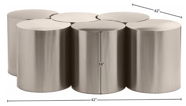 Meridian Furniture Dimple 6-Piece Silver 16" Modular Nesting Coffee Table Set-3