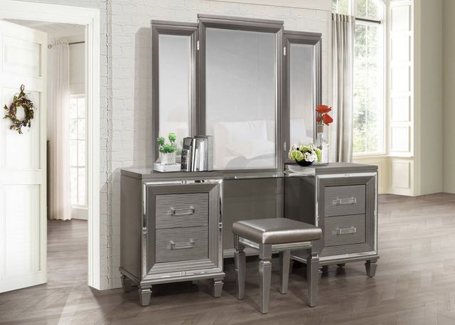 Mazin Furniture Tamsin Silver Gray Metallic Vanity Set-3