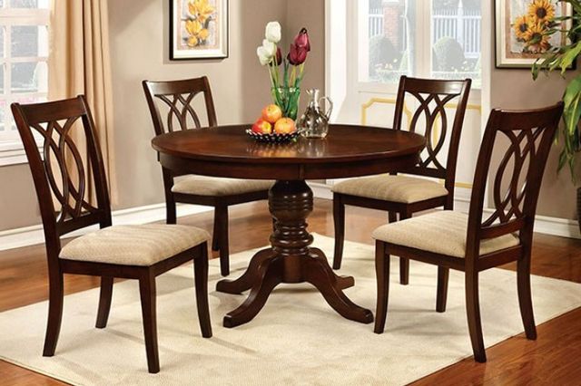 Furniture of America® Carlisle Brown Cherry Round Dining Table-3