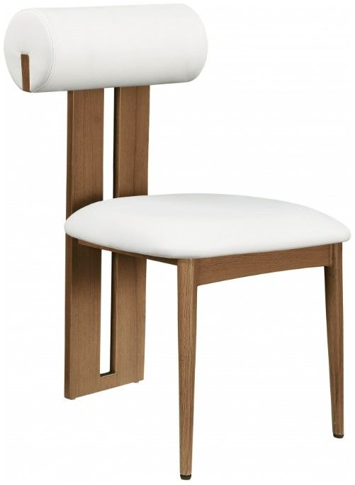 Meridian Furniture Dario Cream/Walnut Vegan Leather Dining Chair-0
