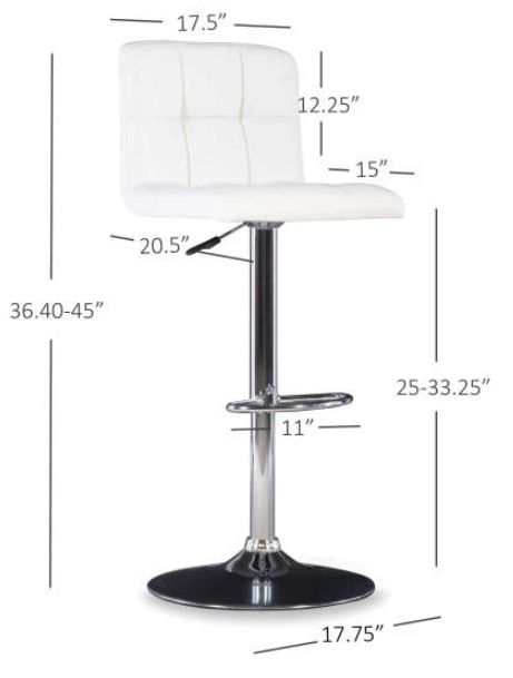 Powell® Brandt Chrome/White Adjustable Bar Stool-2