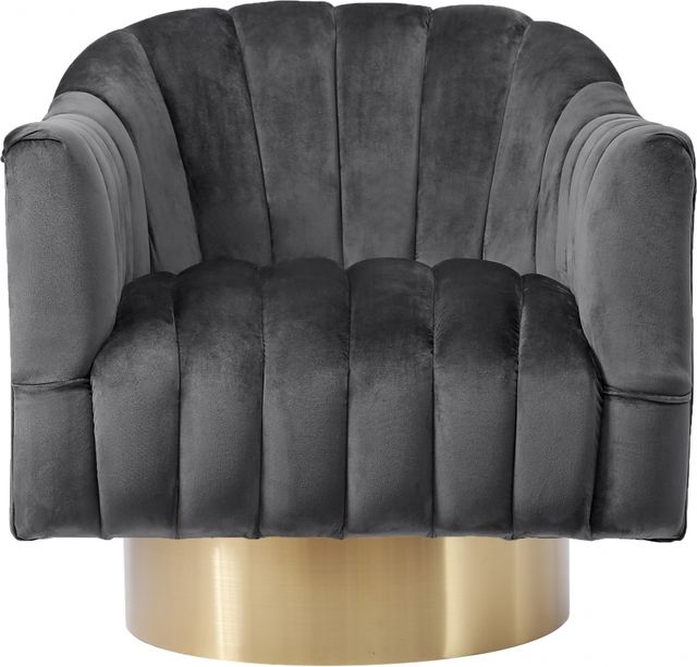 Meridian Furniture Farrah Grey/Gold Velvet Swivel Chair-1