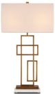 Currey & Company Parallelogram Antique Brass/Off-White Table Lamp-2