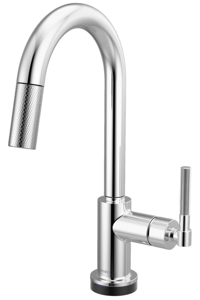 Brizo Litze® Polished Chrome Smarttouch Pull-Down Prep Faucet with Arc Spout and Knurled Handle-0