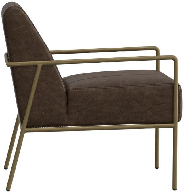 International Furniture Direct Aragon Dark Brown/Blacksmithing Gold Accent Chair-2