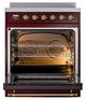 Ilve® Nostalgie II Noblesse 30'' Burgundy Pro Style Induction Range with Brass Trim-2