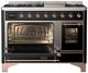 Ilve® Majestic III 48" Glossy Black Pro Style Dual Fuel Liquid Propane Range with Triple Glass Door and Copper Trim-3