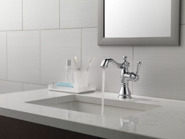 Delta Cassidy® Chrome Single Handle Bathroom Faucet with Drain-1