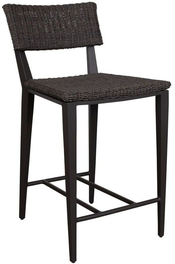 Uttermost® Calbas Java Black Aluminum/Wicker Indoor-Outdoor Bar Stool-0