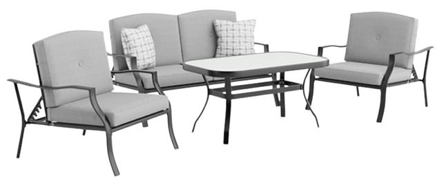 Furniture of America® Adele 5-Piece Black Black/Gray Polyspun Fabric/Steel Conversational Set