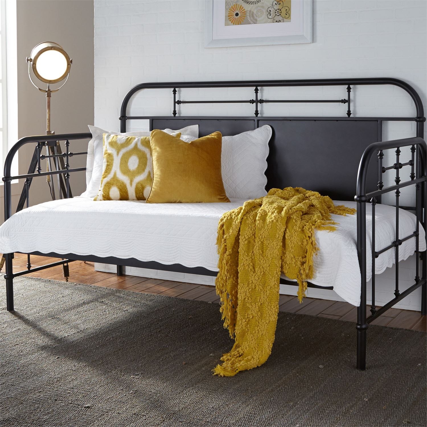 Liberty Furniture Vintage Black Twin Metal Day Bed with Trundle - Thumbnail 2