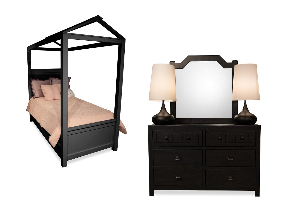 Emily Black Full Canopy Bedroom Set | Bob Mills Furniture, image size:1200x900