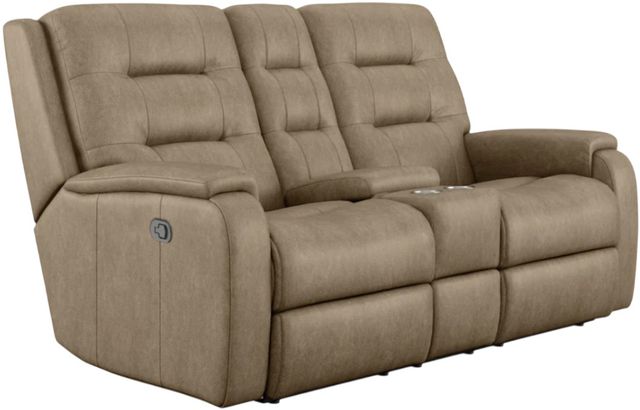Flexsteel® Customizable Arlo Leather Manual Reclining Loveseat with Console-0