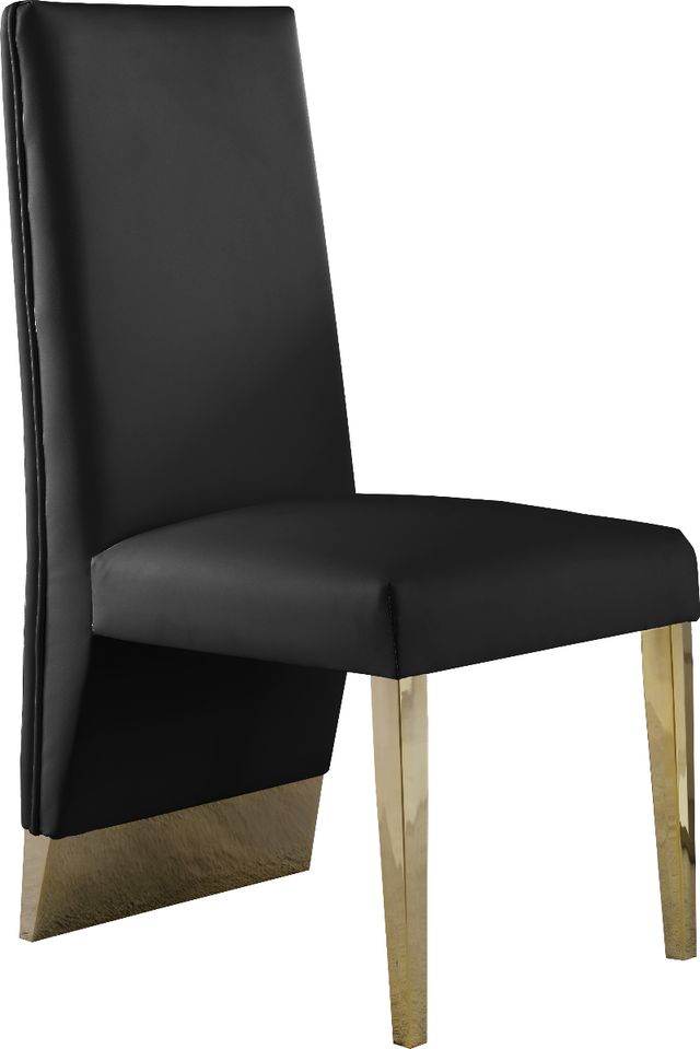 Meridian Furniture Porsha Black/Gold Vegan Leather Dining Chair-0