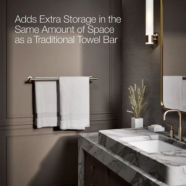 KOHLER® Purist® Vibrant Brushed Bronze 24" Double Towel Bar-3