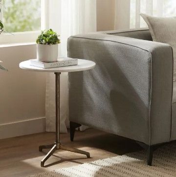 Renwil® Canning Natural White Side Table with Brass Base-3