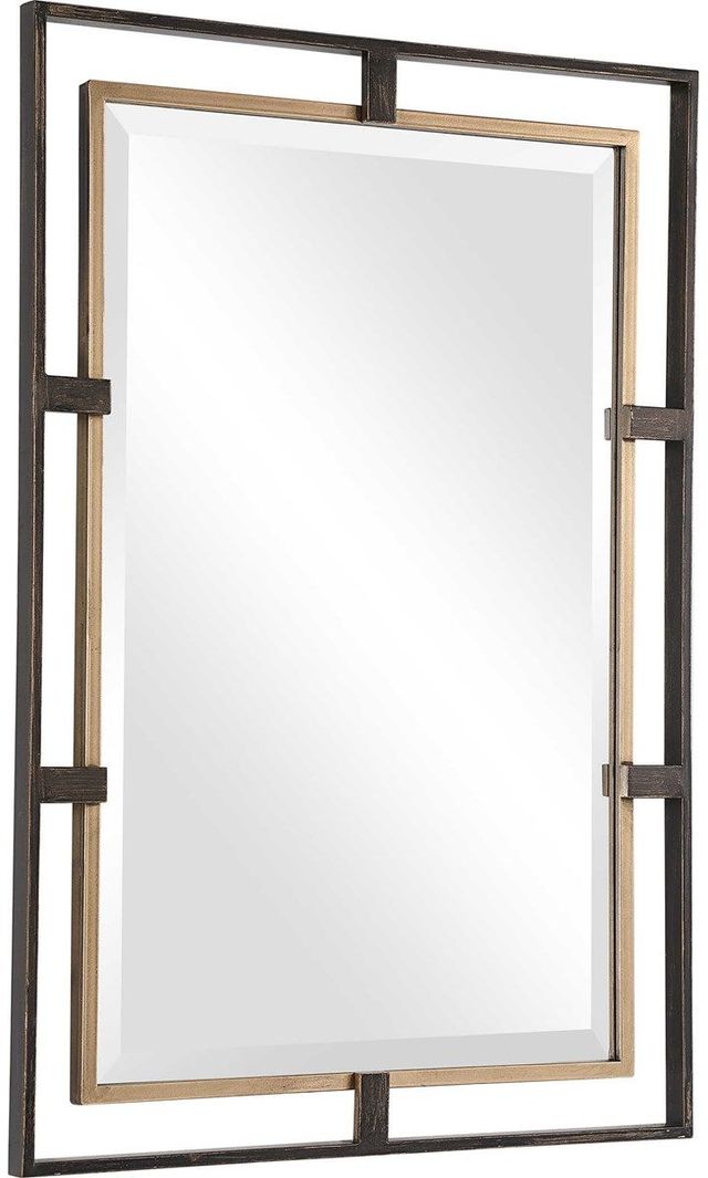 Uttermost® Carrizo Distressed Rustic Bronze/Antiqued Gold Rectangle Mirror-3
