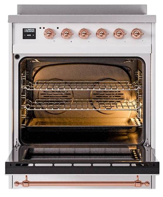 Ilve® Nostalgie II Noblesse 30'' White Pro Style Induction Range with Copper Trim-2