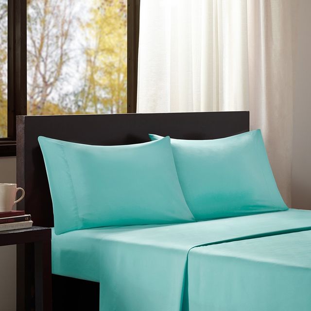Olliix by Intelligent Design Teal Twin XL Microfiber All Season Wrinkle-Free Sheet Set-1