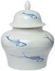 A & B Home Koi White Ginger Jar-1