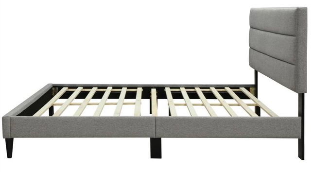 Bernards Willa Gray Upholstered Queen Panel Bed-3