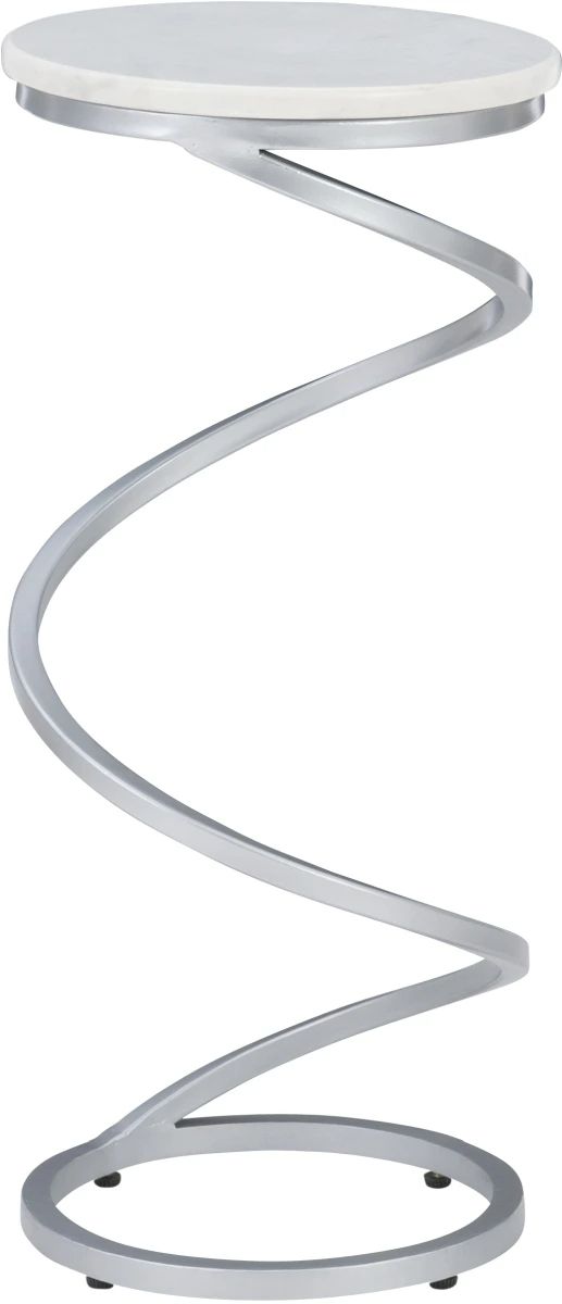 Powell® Gigi White Spiral Drink Table with Silver Base-2