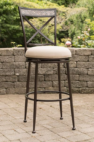 HH2 Home Pullman Satin Beige Indoor/Outdoor Swivel Stool-1