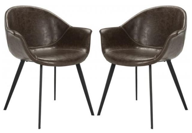 Safavieh Dublin 2-Piece Black/Dark Brown Dining Tub Arm Chair Set-0