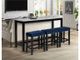 Elements International Marco 4-Piece Marble/Blue Bar Table Set-2