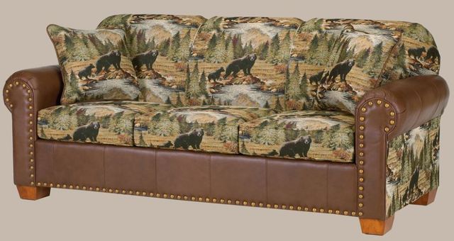 Marshfield Furniture McClain (Leather) Brown/Green/Light Yellow Sofa-0