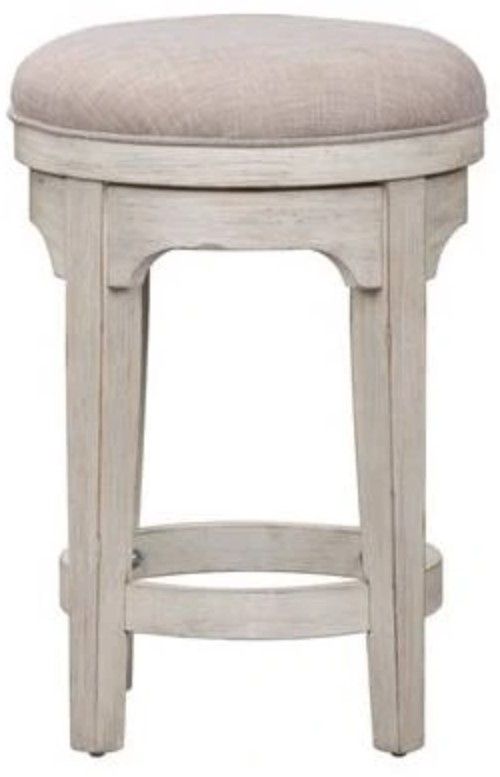 Liberty Furniture Farmhouse Reimagined Antique White/Chestnut Console Swivel Counter Stool-2
