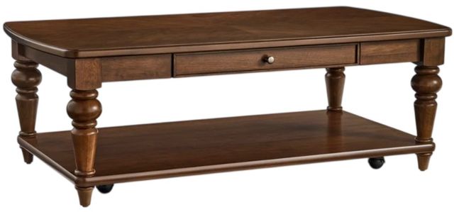 Flexsteel® Bellevue Whiskey Brown Rectangular Coffee Table with Casters-0