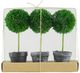 A & B Home 3-Piece Charcoal/Green Mini Faux Potted Boxwood Topiaries Set-0