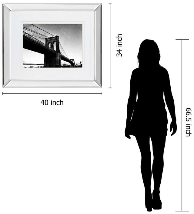 Classy Art Bridge of Brooklyn B W 1 by Acosta Mirror Framed Wall Art-2