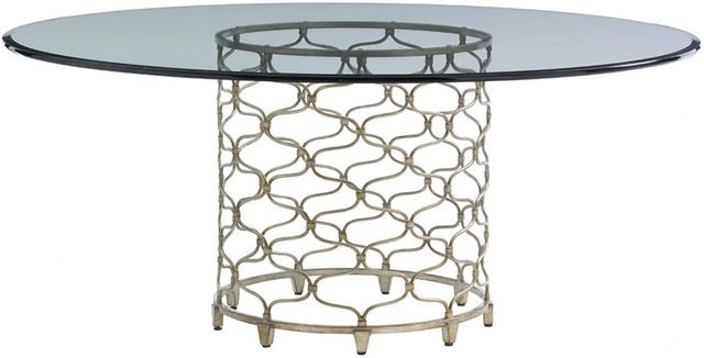 Lexington Home Laurel Canyon Bollinger Clear Top Dining Table with Burnished Silver Leaf Base-0