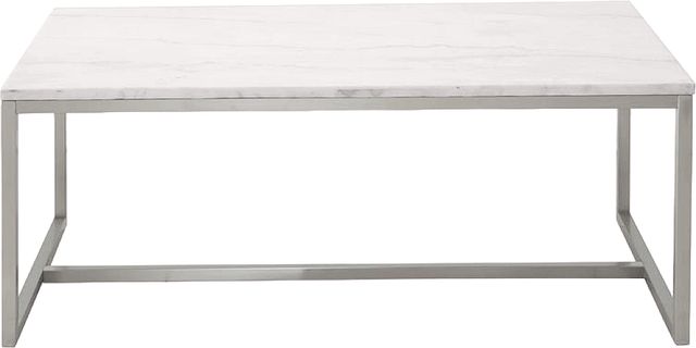 Magnussen Home® Esme Brushed Nickel/White Marble Rectangular Cocktail Table-1